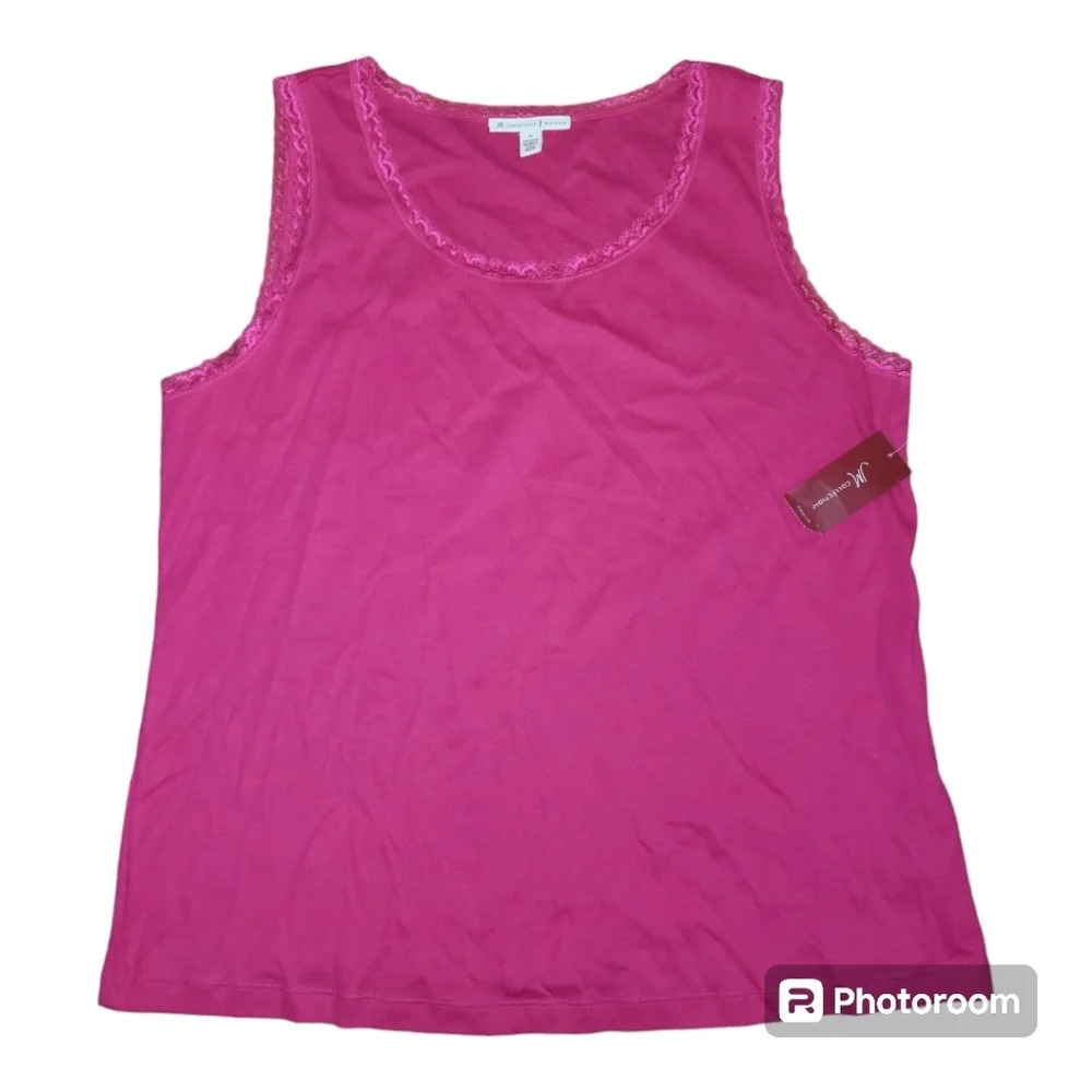 💕Jm collection pink lace trimmed‎ tank top